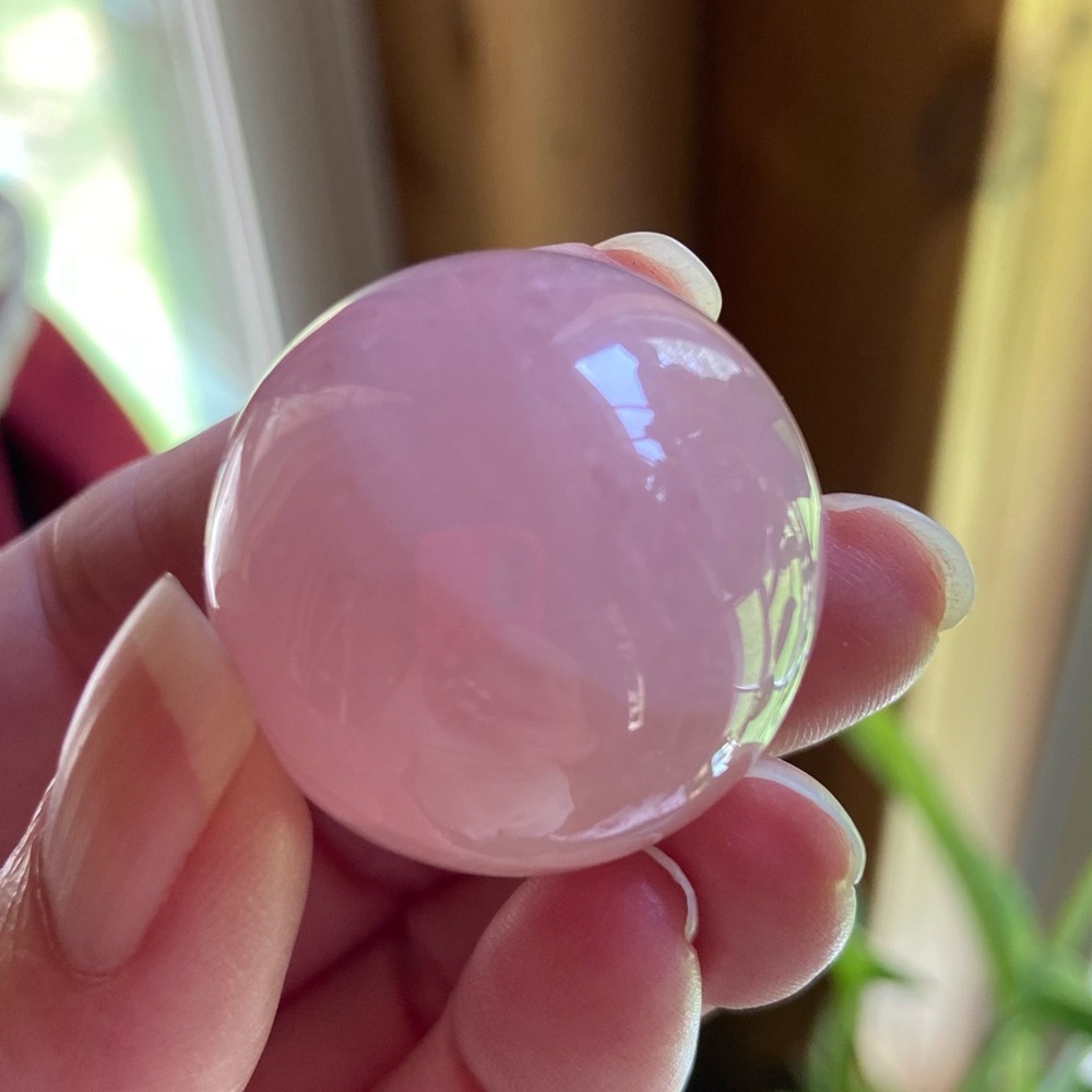 1 Rose Quartz Sphere. The Stone of Love. Pink Polished and Tumbled Rose Quartz
